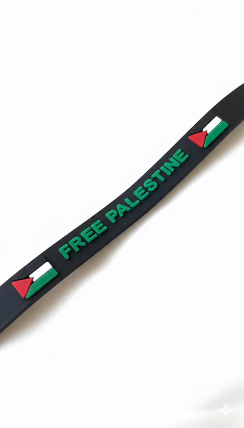 Filistinli "Free Palestine" Siyah Kokolu Lastik Ayarlanılabilir El Bileklik A300071