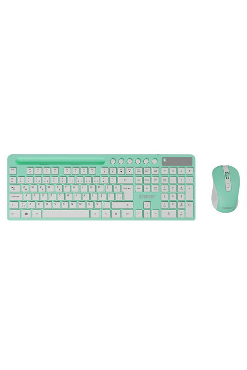 KM-730 Yeşil/Beyaz Multi Media Kablosuz Q Klavye + Mouse Set