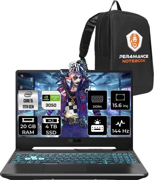 TUF Gaming F15 i5 11400H 20 GB 4 TB SSD RTX3050/4 GB 144 Hz 15.6'' FHD FDOS HN375 & PER4 Çanta