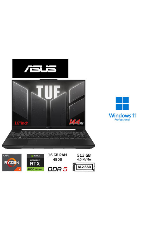 Tuf Gaming A16 Fa607Nug-Rl211 6Gbrtx4050 140W Ryzen7 7445Hs 16Gb 512Gb Ssd 16 Fhd+144Hz W11P