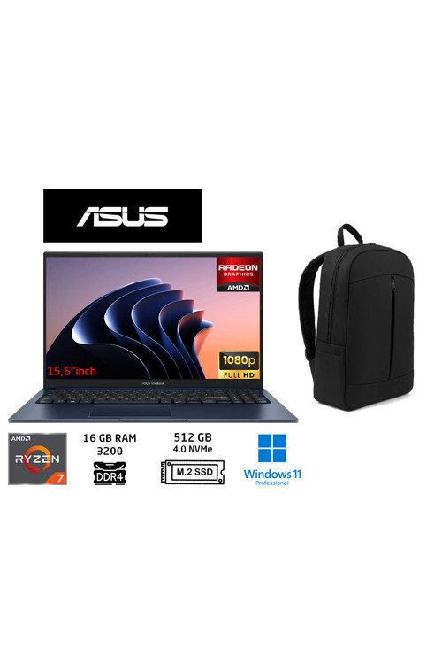 Vivobook 15 M1502Ya-Bq579 Amd Ryzen 7 5825U 16Gb 512Gb Ssd 15.6" +W11 Pro+Duddi Çanta