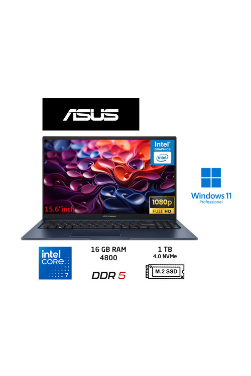 Vivobook 15 Core 7 150U 16 Gb-1 Tb Ssd-15.6'' Windows 11 Pro X1504Va-Bq5456 Notebook