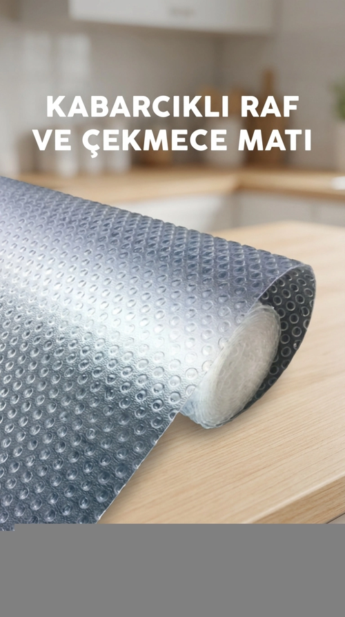 Mutfak Dolap İçi Şeffaf Kaydırmaz Raf Örtüsü 45X300 Cm Pvc Kaplama