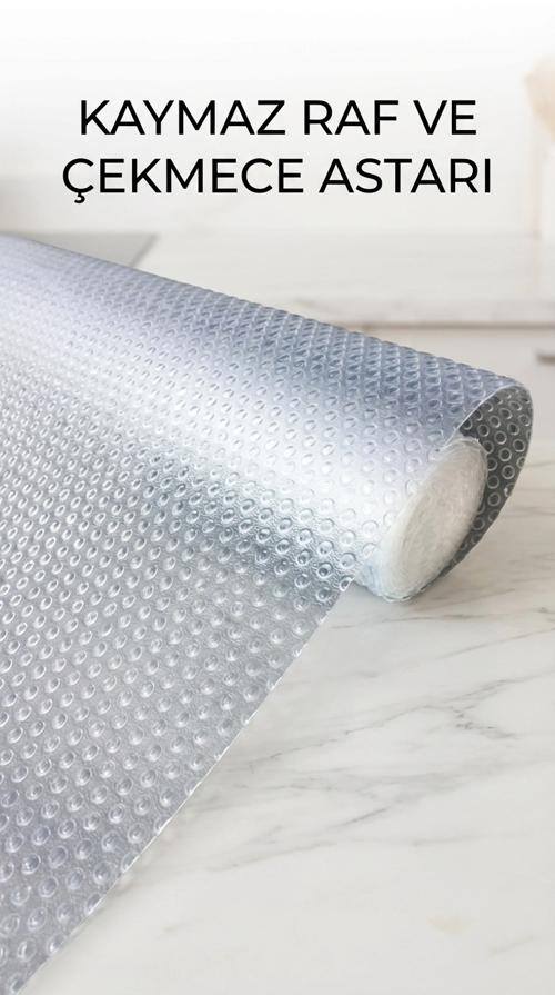 Kaydırmaz Pvc Raf Örtüsü 45X300 Cm Şeffaf Dolap İçi Koruyucu Kaplama