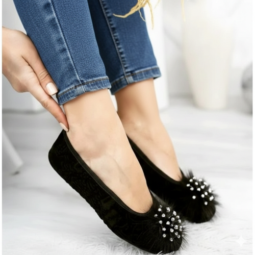 Siyah pırlanta ev babeti patik çeyizlik