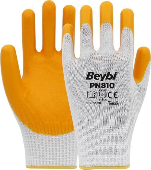 Nitril Poly Pn810 Beyaz-Sarı 12li Eldiven