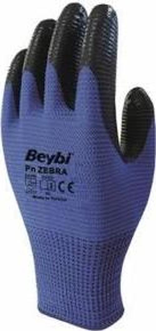 NİTRİL POLY PNZEBRA 9BEDEN MAVİ SİYAH 12Lİ