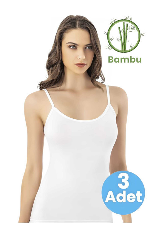 Kadın 3'lü İp Askılı Bamboo Atlet