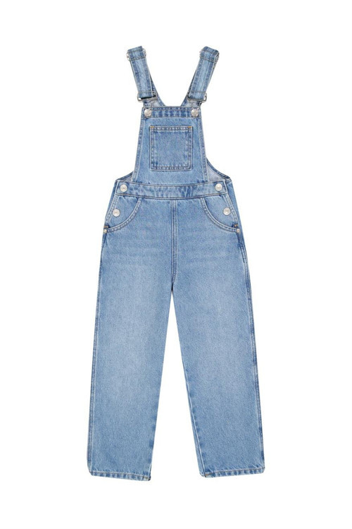Rompers Kız Çocuk %100 Pamuk Jean Salopet Mid Blue