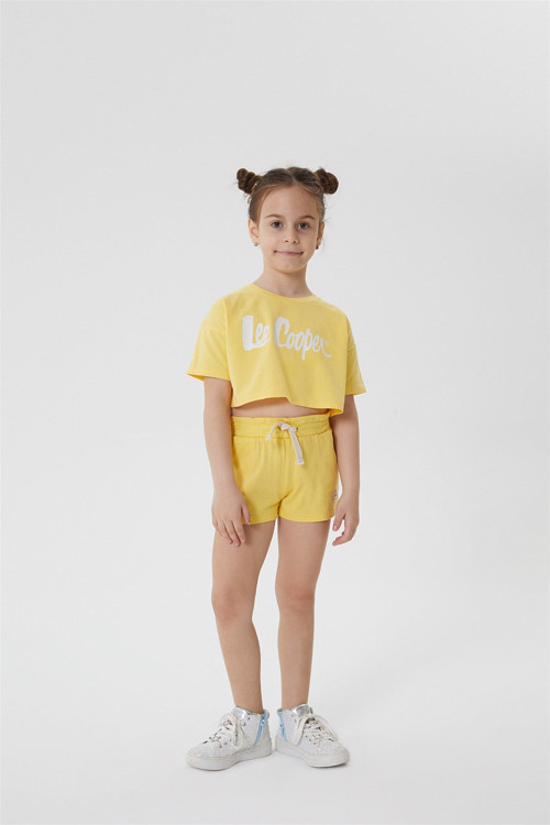 Tiggy Kiz Çocuk %100 Pamuk Örme Şort Sarı