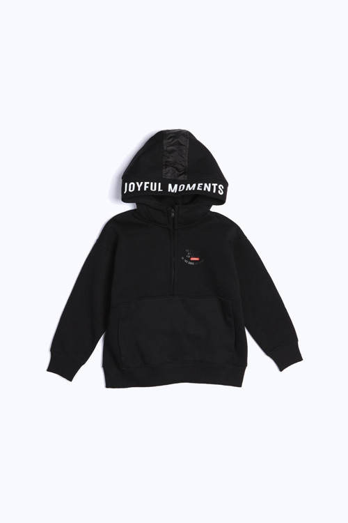 Tate Erkek Çocuk Kapüşonlu Fermuarlı Sweatshirt Siyah