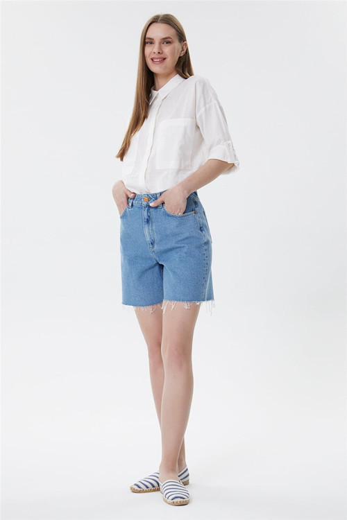 Lucy 1 Kadın %100 Pamuk Jean Şort Denim