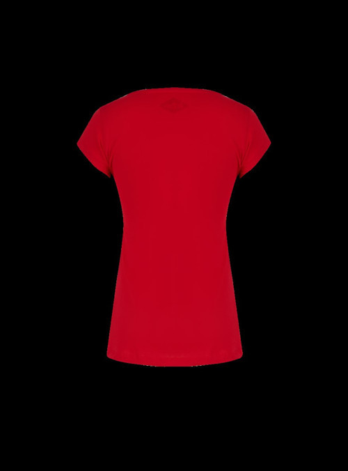 Sara Kadın %100 Pamuk Bisiklet Yaka T-Shirt Kırmızı