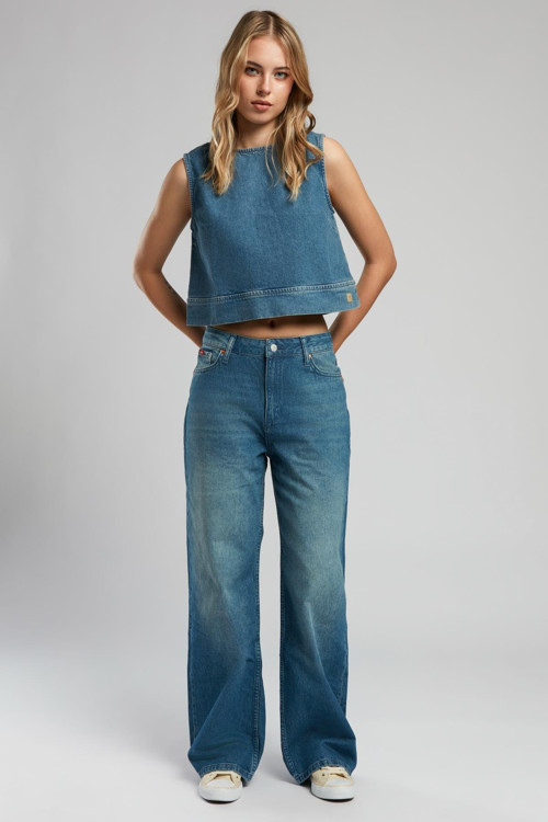 Naomi Kadın %100 Pamuk Jean Bluz Denim