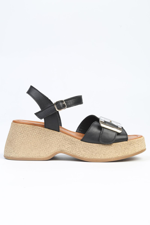 ® | PC-7209- 3807 Siyah-Kadın Dolgu Topuklu Ayakkabı