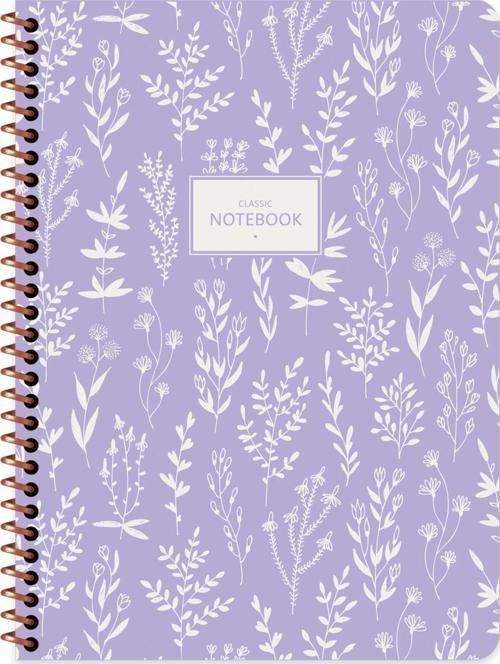 16.5x22.5 Çizgili Defter Pastel Flora - Mor