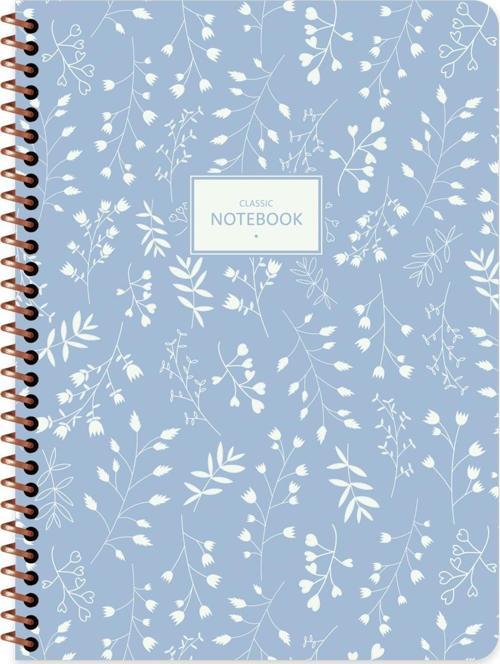 16.5x22.5 Kareli Defter Pastel Flora - Mavi