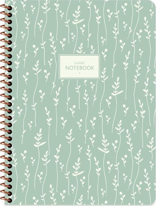 16.5x22.5 Kareli Defter Pastel Flora - Yeşil