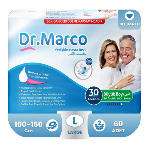 Dr. Marco Belbantlı Hasta Bezi L-Large Beden 60 Adet