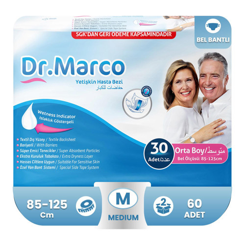 Dr. Marco Belbantlı Hasta Bezi M-Medium Beden 60 Adet