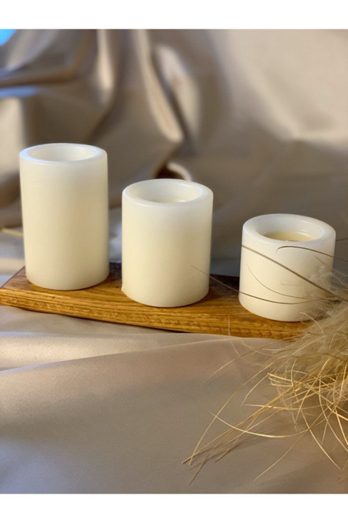 3 Lü Set Krem Çökertme Slindir Mum Çap: 6,5