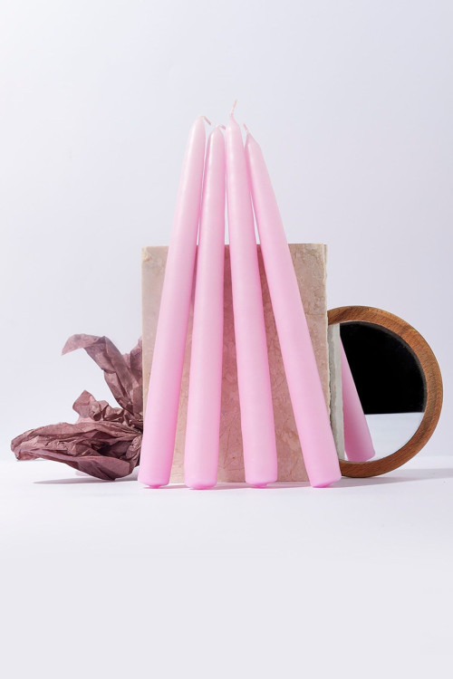 4 Lü Set Pembe Şamdan Mumu