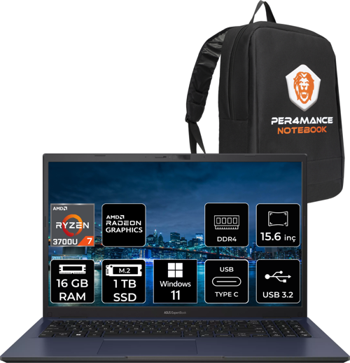 ExpertBook L1 BA1500CDA RYZEN 7 3700U 16GB 1TB SSD 15.6" FHD W11PRO BQ0870 & PER4 Çanta