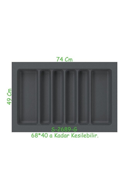 S-2689-g Çekmece Içi Plastik Kepçelik Gri En:74-68 D:49-40 Cm Arası Kesilir 6 Göz