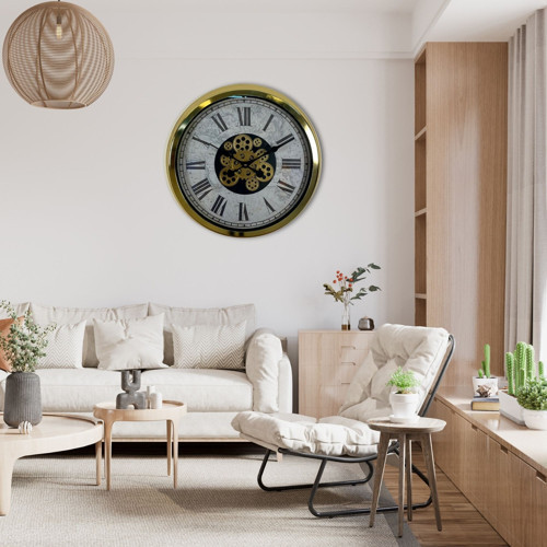 Büro Ev Ofis Hediyesi için 60CM Golden Atlas Royale Stil Çarklı Duvar Saati