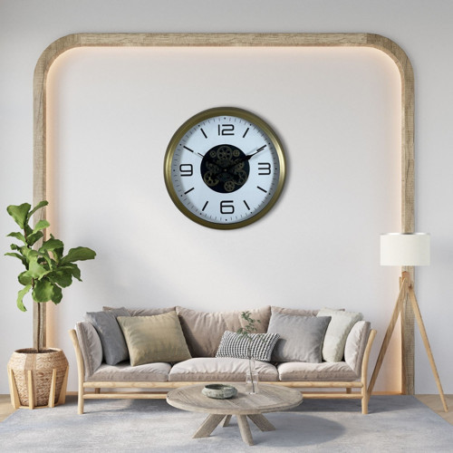 Büro Ev Ofis Hediyesi için 60CM Bronze Motion Stil Çarklı Duvar Saati