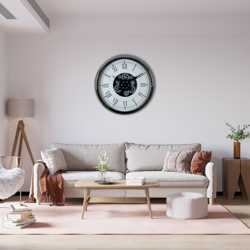 Büro Ev Ofis Hediyesi için 60CM Krom Empire Stil Çarklı Duvar Saati