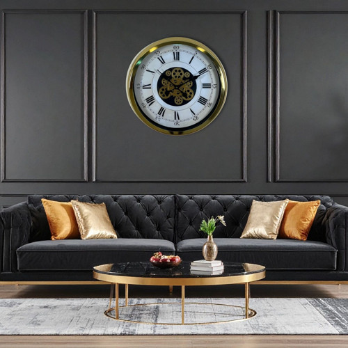 Büro Ev Ofis Hediyesi için 60CM Golden Aurelius Stil Çarklı Duvar Saati