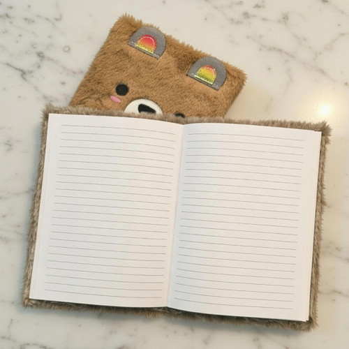 Büro Ev Ofis Hediyesi için Sevimli Peluş Çizgili Defter