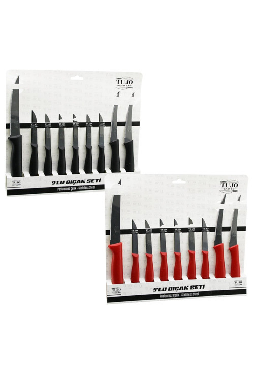 9PCS TIRTIRLI BIÇAK SETİ 1AD 24CM EKMEK 2AD 10CM SEBZE 6AD 6.5CM MEYVE