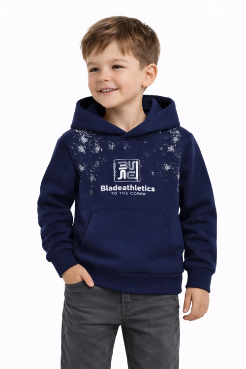 Erkek Çocuk Önü Arkası Baskılı Kapüşonlu Sweatshirt BGL-ST05246