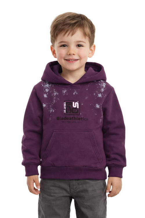 Erkek Çocuk Önü Arkası Baskılı Kapüşonlu Sweatshirt BGL-ST05246