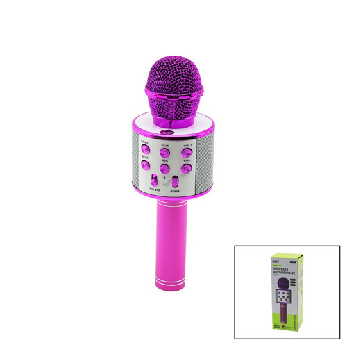 WİRELESS MİKROFON KARAOKE - HOPARLÖR USB ŞARJLI USB - TF - AUX RENKLİ KROM KAPLAMA PİL:800mAh
