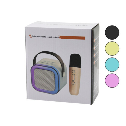 KARAOKE MİKROFONLU WİRELESS HOPARLÖR - SPEAKER IŞIKLI USB ŞARJLI DC 5V - TF - AUX K-12 (4887)