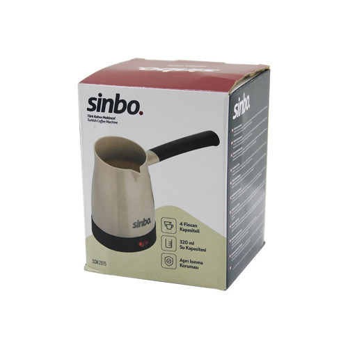 SİNBO SCM-2975 ELEKTRİKLİ CEZVE PLS.TÜRK KAHVE MAKİNE ÇELİK GİZLİ REZİSTANS700W 4 FİNCAN