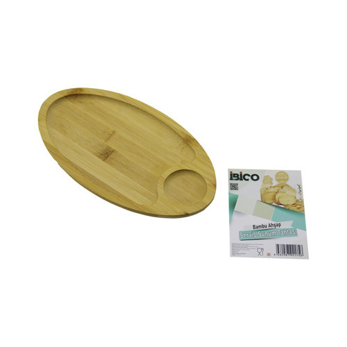 OVAL 2 BÖLMELİ=1+1 AHŞAP BAMBU SERVİS SUNUM TEPSİ - TAHTASI MİNİ TEPSİ 25 X 14 X 1.4CM (4887