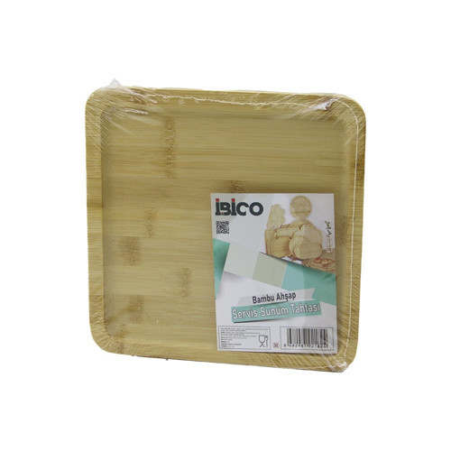 KARE AHŞAP BAMBU SERVİS SUNUM TEPSİ - TAHTASI MİNİ TEPSİ 20 X 20 X 1.4CM (4887)