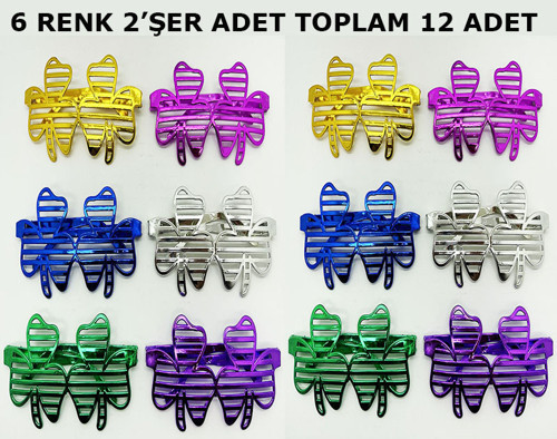 Vegas Casino Kupa Sinek Temalı Parti Gözlüğü 6 Renk 12 Adet (4887)