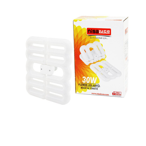 NİSALUCE EAMP-096/B 30W - E27FLOWER KATLANIR- 4B ŞEKİL16X21CMBEYAZ LED LAMBA AMPUL 2700LÜMEN- 65
