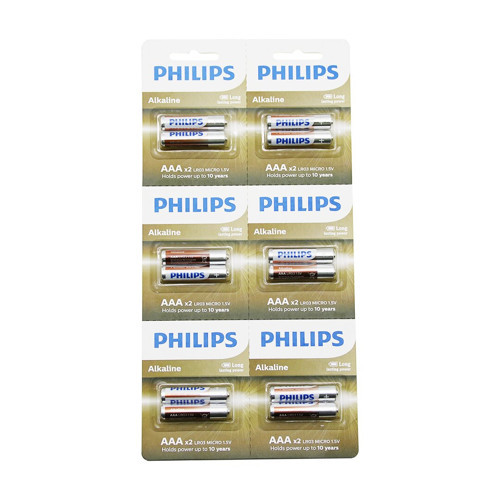 PHILIPS ALKALİNE İNCE - AAA - 1.5V PİL 12PCS= 2Lİ X 6 (4887)
