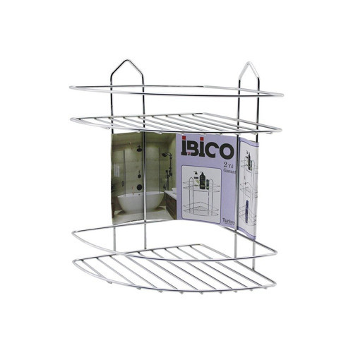 2 KATLI - ÜÇGEN KROM METAL BANYO KÖŞELİK - DUŞKABİN RAF (4887)