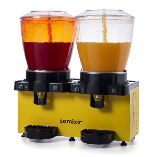 SS44 Panaromik Analog Twin Soğuk İçecek Dispenseri, 22+22 L, Fıskiyeli, Sarı