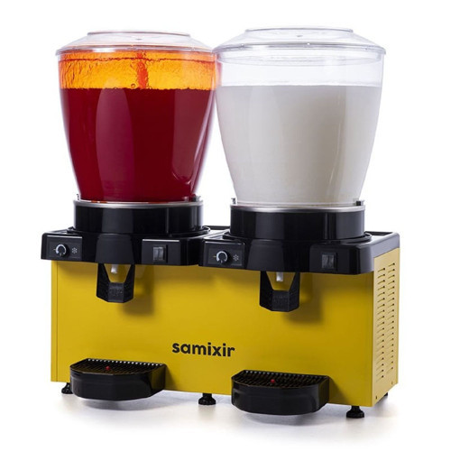 SM44 Panaromik Analog Twin Soğuk İçecek Dispenseri, 22+22 L, Fıskiyeli ve Karıştırıcılı, Sarı
