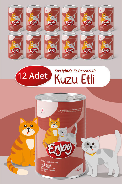 Kuzu Etli Kedi Konservesi Sos İçinde Et Parçacıklı 400 Gr x12