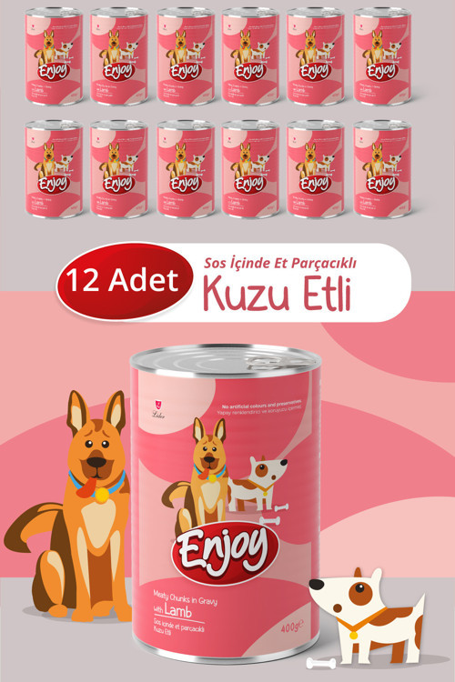 Kuzu Etli Köpek Konservesi Sos İçinde Et Parçacıklı 400 Gr x12