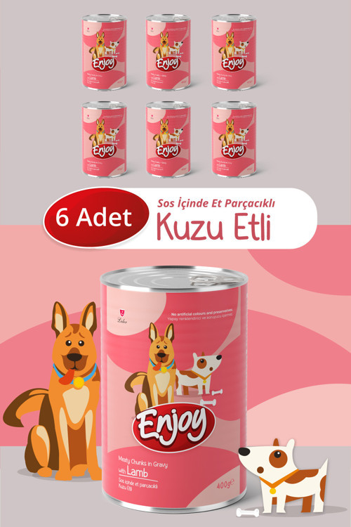 Kuzu Etli Köpek Konservesi Sos İçinde Et Parçacıklı 400 Gr x6
